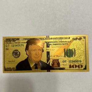TWO (2x) President Donald Trump collectible 24k 100 dollar bills MAGA